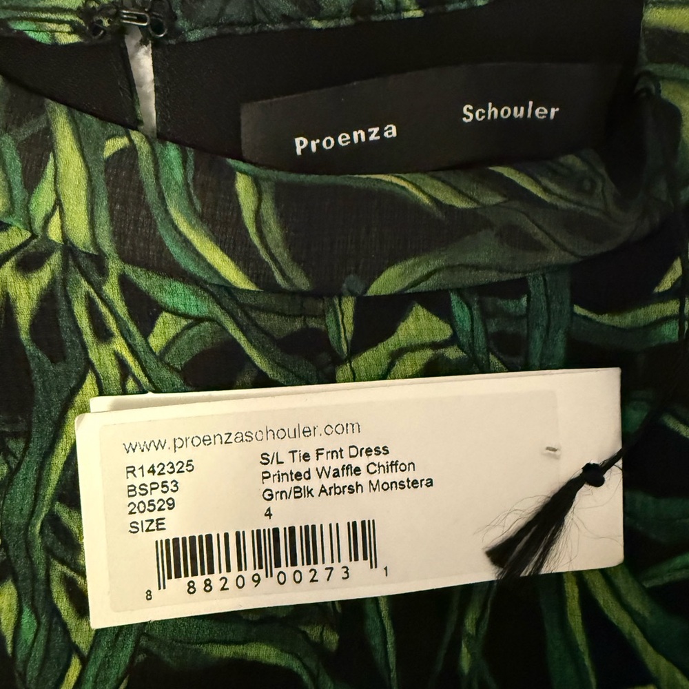 Proenza Schouler Resort 2014 Airbrush Monstera Printed Chiffon Dress Size 4 NWT - Picture 7 of 8